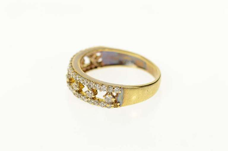 22K Yellow Gold Classic Ornate CZ Stackable Wedding Band Ring