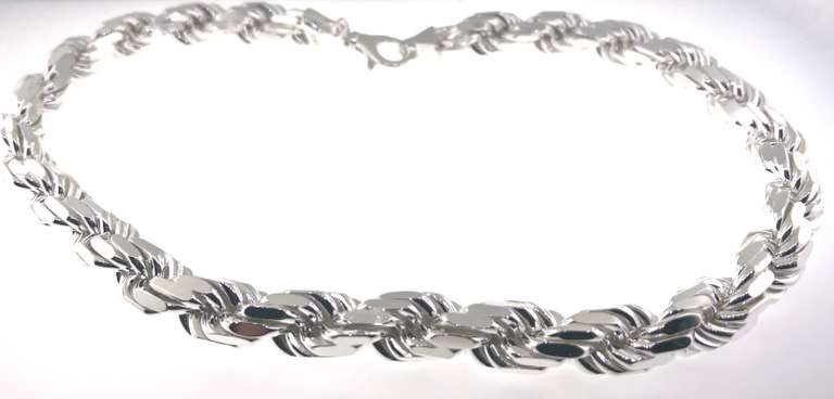 Gigantic Handmade Italian Sterling Silver Rope Chain Necklace