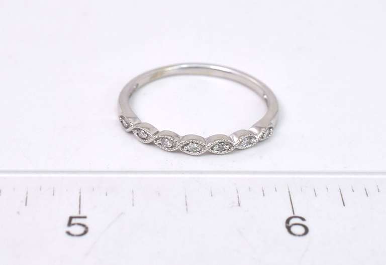 White Gold Band Ring with CZs