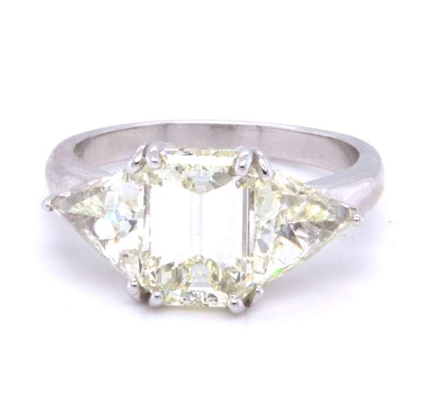 Remarkable +4ctw. Three-Diamond Ring