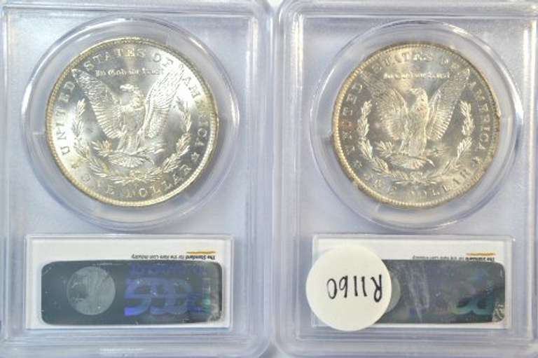 PCGS MS63 Choice BU 1883-O & 1884-O Morgan Silver Dollars