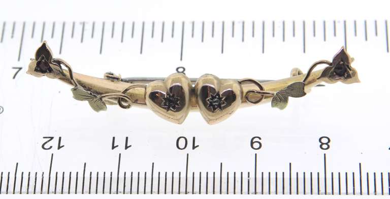 Antique English Lovers Brooch w Rubies and Diamonds