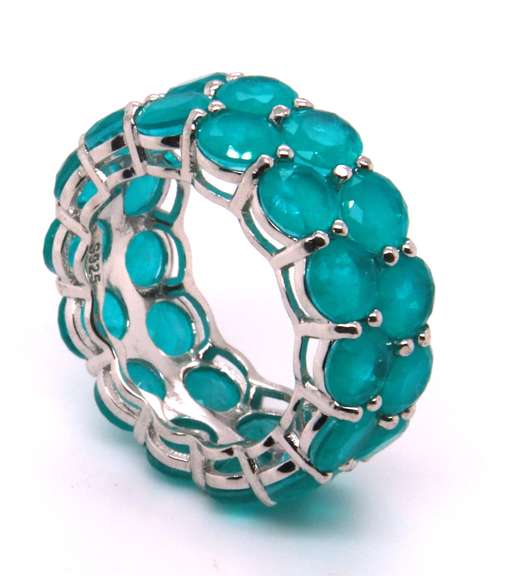 Sterling Silver Emerald Style Double Row Band