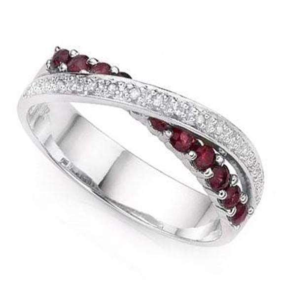 1/2 CT GENUINE RUBY & DIAMOND 925 STERLING SILVER BAND RING