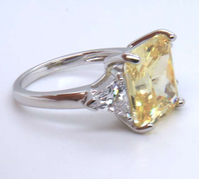 Yellow and White Cubic Zirconia Ring in Sterling Silver