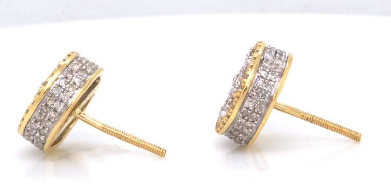 Stunning Diamond Yellow Gold Stud Earrings