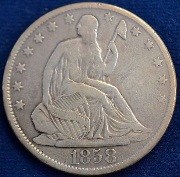 1858-O Seated Liberty Half Dollar, Circulated.