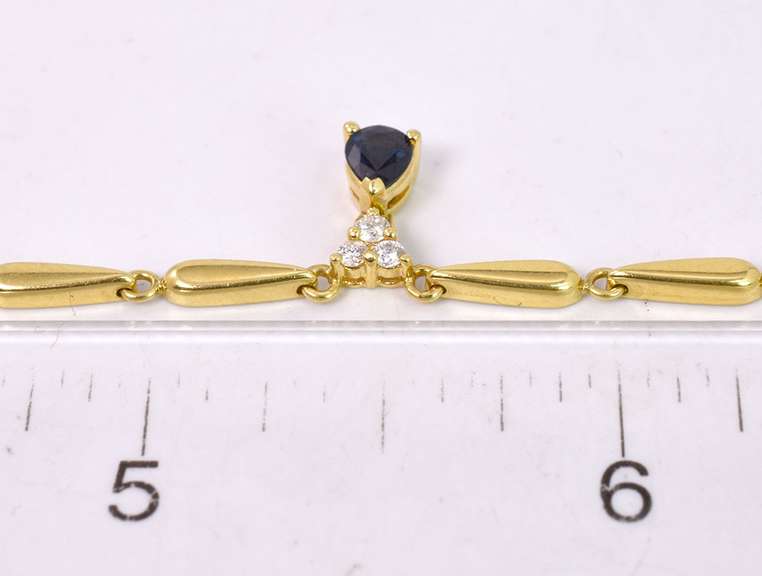 18KT Fancy Link Sapphire & Dia Pendant Necklace