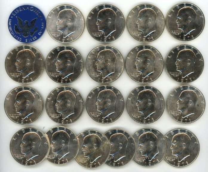 Choice to Gem BU Roll of 20 1971-S Silver Eisenhower Dollars