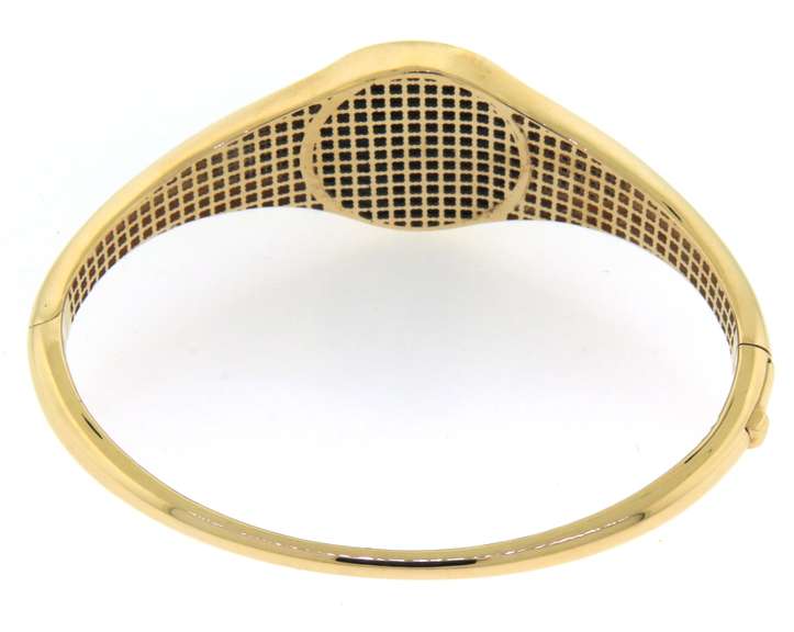 Enchanting Handmade Italian 14k Gold Panther Bangle with Deep Onyx and Cubic Zirconias