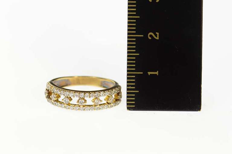 22K Yellow Gold Classic Ornate CZ Stackable Wedding Band Ring