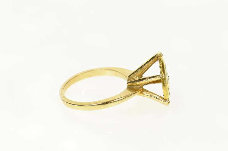 14K Yellow Gold Victorian Enamel Diamond Raised Cocktail Ring