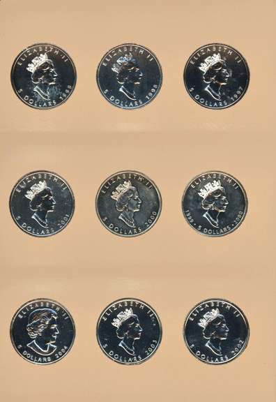 9 Diff. Superb Gem BU Canada Silver Maple Leafs 1996-2004