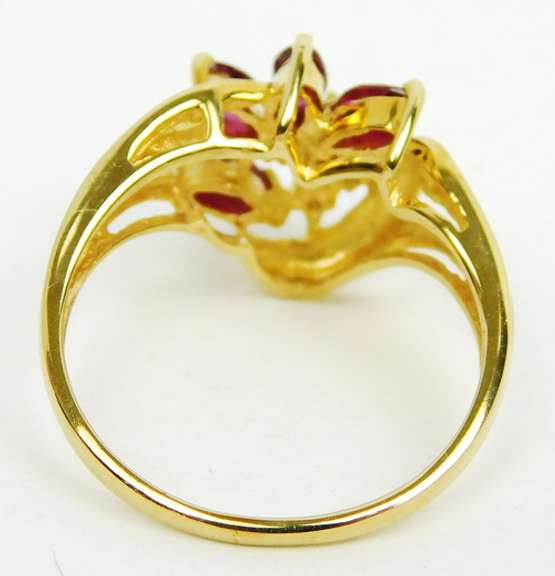 Vintage 14K Rubies & Diamonds Ring, Size 7
