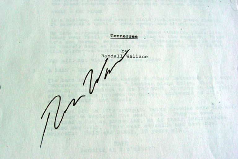 Randall Wallace Autographed Signed Tennessee Script