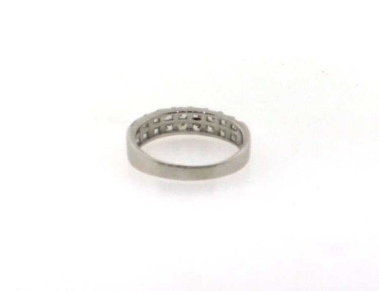 Impressive Sterling Silver Anniversary Band Ring with Double Row Baguette Cubic Zirconias