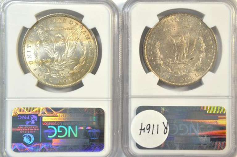 Great BU 1900-O & 1904-O Morgan Silver Dollars. NGC MS63