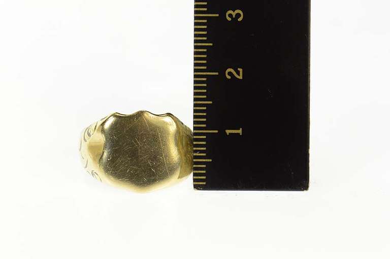 14K Yellow Gold 1930's Shield Monogram Engravable Ornate Ring