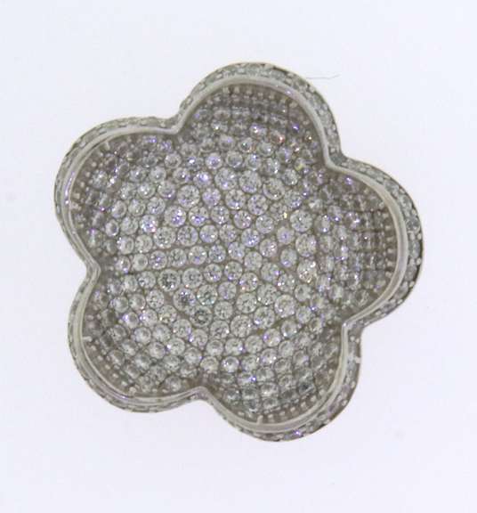 Sterling Silver Floral Pendant with Cubic Zirconias
