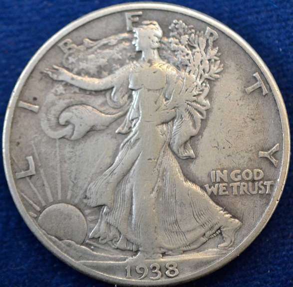 1938-D Walking Liberty Half Dollar, Circulated.