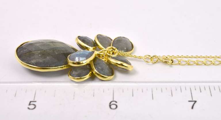 Multi-Color Quartz Gemstone Necklace Set in Yellow Gold Plated Sterling Silver