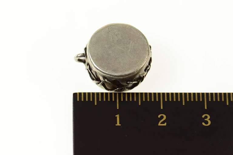 Sterling Silver 3D Ornate Woven Drum Musical Instrument Charm/Pendant