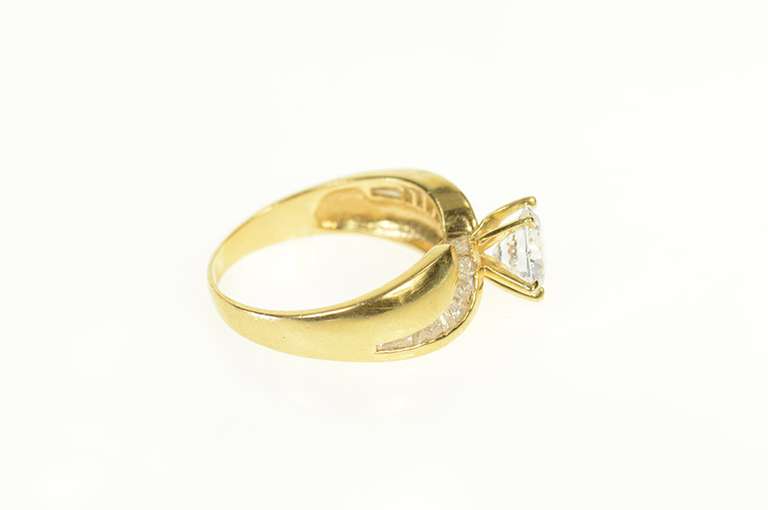 14K Yellow Gold Classic Wavy Baguette Travel Engagement Ring