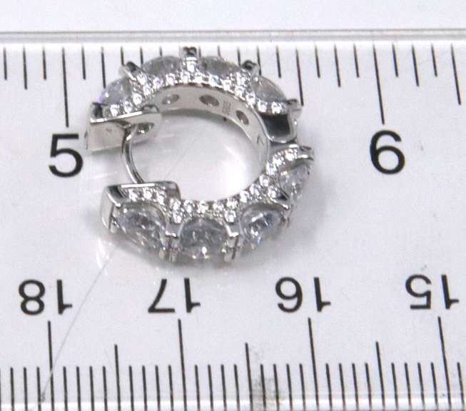 Sterling Silver Cubic Zirconia Hoop Earrings
