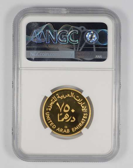 PF70UCAM 1980 (AH1400) United Arab Emirates 750 Dirhams Gold Coin NGC