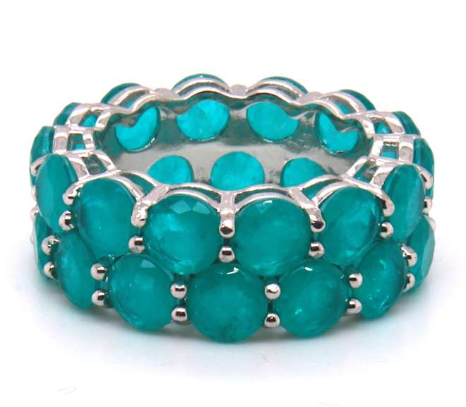 Sterling Silver Emerald Style Double Row Band