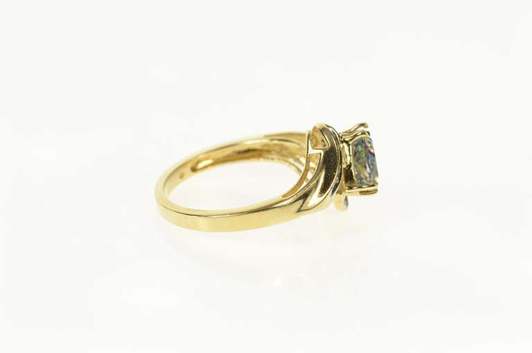 10K Yellow Gold Trillion Mystic Topaz Diamond Accent Bypass Ring
