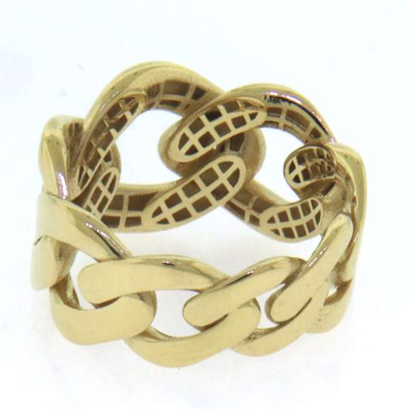 Contemporary Handmade Italian 14k Gold Curb Chain Ring