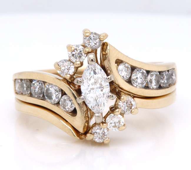 Majestic MArquise Diamond w RBC Bridal Set