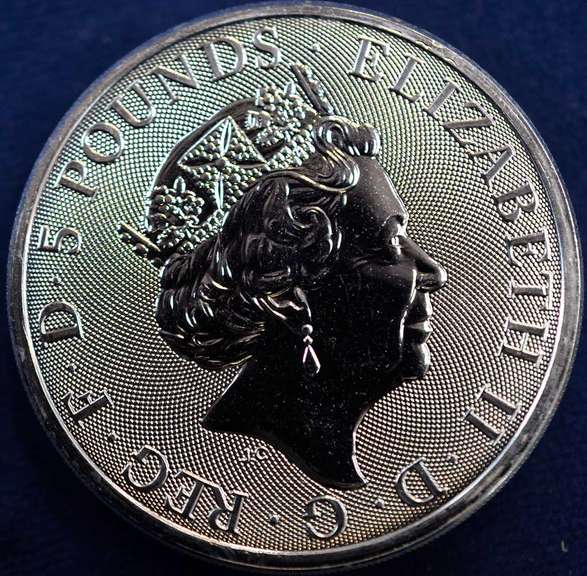 2020 White Lion Of Mortimer 5 Pound Queens Beast 2oz .999 Silver Coin.