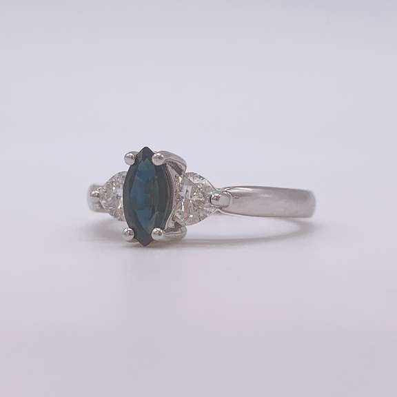14kt Gold, Blue Sapphire, & Diamond Ring