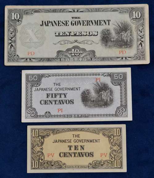 Lot Of 50 Rare WW2 1942 Philippines Japanese Occupation Peso And Centavo Notes.