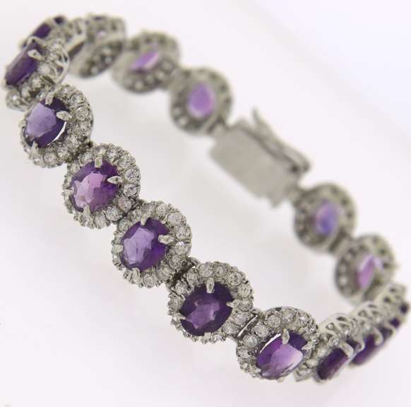 Sterling Silver Gemstone and Clear CZ Bracelet