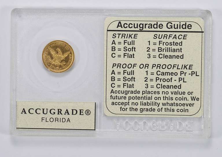 A3-61 1869 $2.50 Liberty Head Gold Quarter Eagle - Accugrade Graded