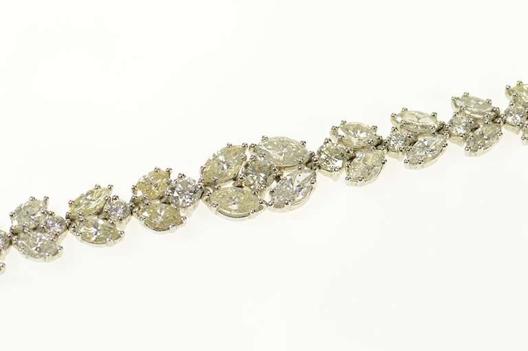 18K White Gold 14.54 Ctw Marquise & Round Diamond Tennis Bracelet