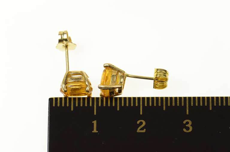 14K Yellow Gold Oval Citrine Solitaire Classic Stud Earrings