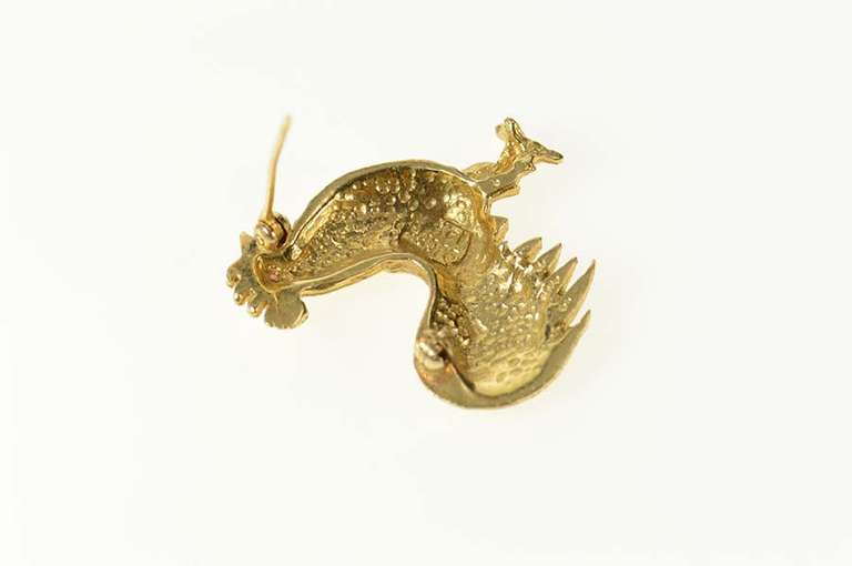 14K Yellow Gold Ruby Eyed Rooster Chicken Farm Animal Pin/Brooch