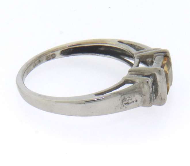 Beautiful White Gold Square Citrine and Diamond Ring