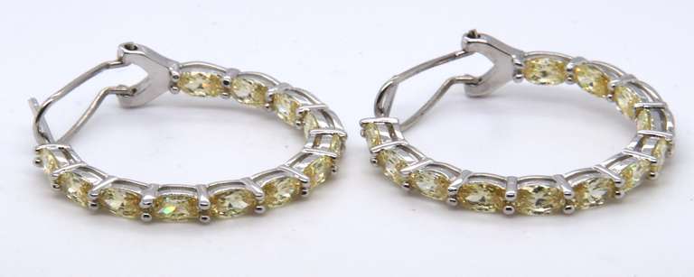 Sterling Silver Yellow Cubic Zirconia Earrings