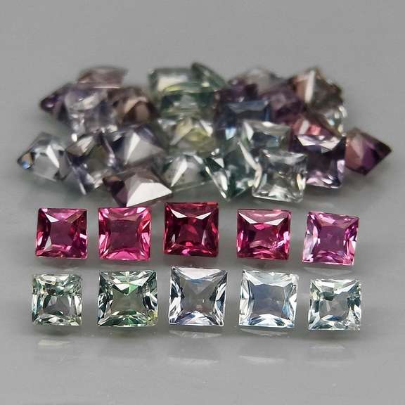 Untreated!  4.90ct princess cut VS Songean Sapphire parcel