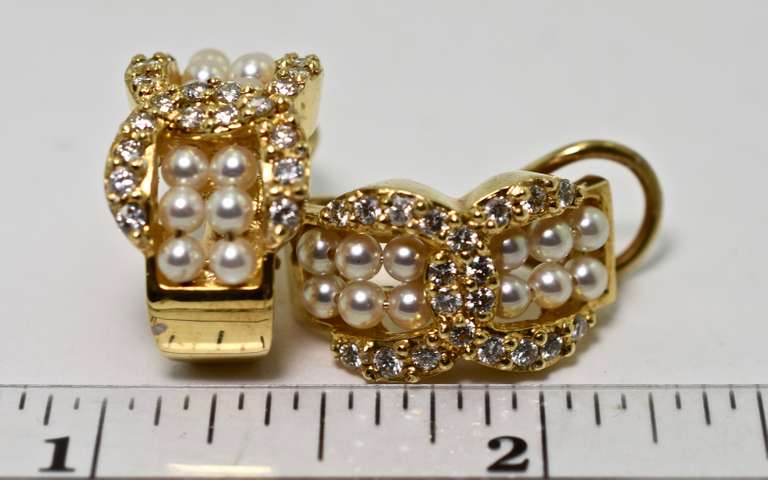 Fabulous 18K Pearl and Diamond Earrings