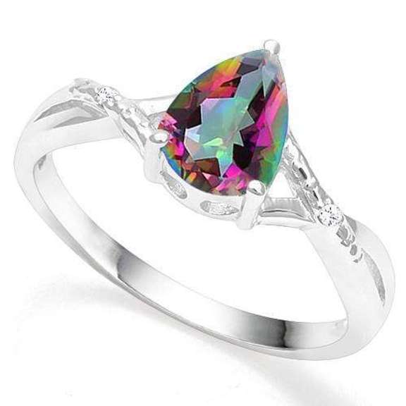 1.15 CARAT MYSTIC GEMSTONE & DIAMOND 925 STERLING SILVER RING