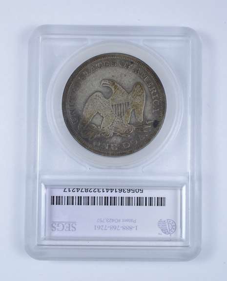 VG10 1863 Seated Liberty Silver Dollar - Graded by SEGS