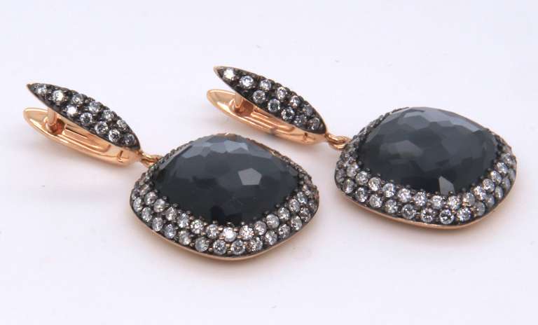 Fashionable 18kt Quartz and Diamond Earrings