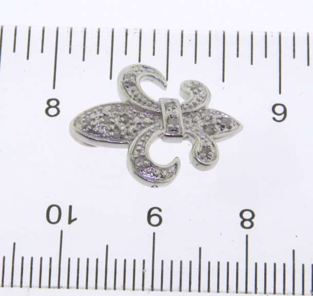 Sterling Silver "Fleur-de-lis" Symbol with Cubic Zirconias