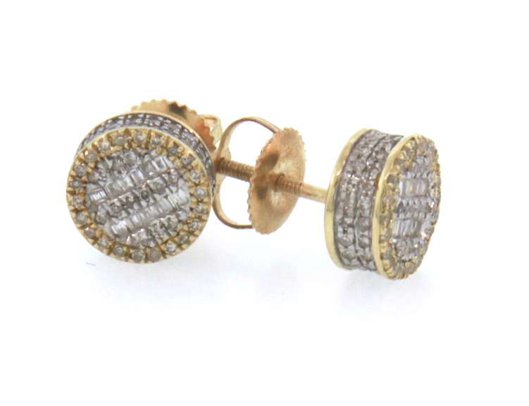 Stunning 14kt Yellow Gold Diamond Stud Cluster Earrings